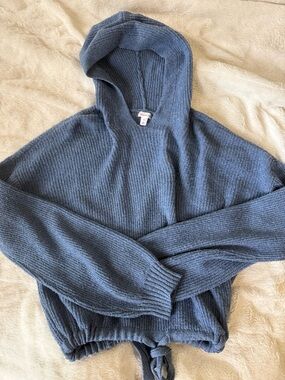 flirtitude Blue Hooded Crewneck Sweater